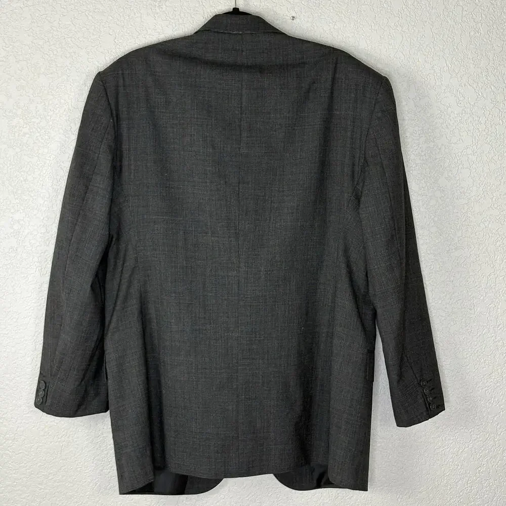 vtg 90s Giorgio Cosani Suit 44R 36X28 Wool 3 Button Pleated Gray Plaid